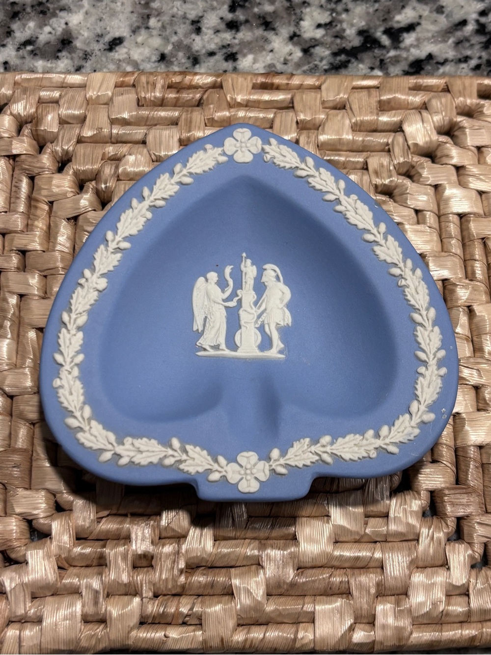 Wedgwood Pale Blue Heart-Shaped Jasperware Dish with White Relief